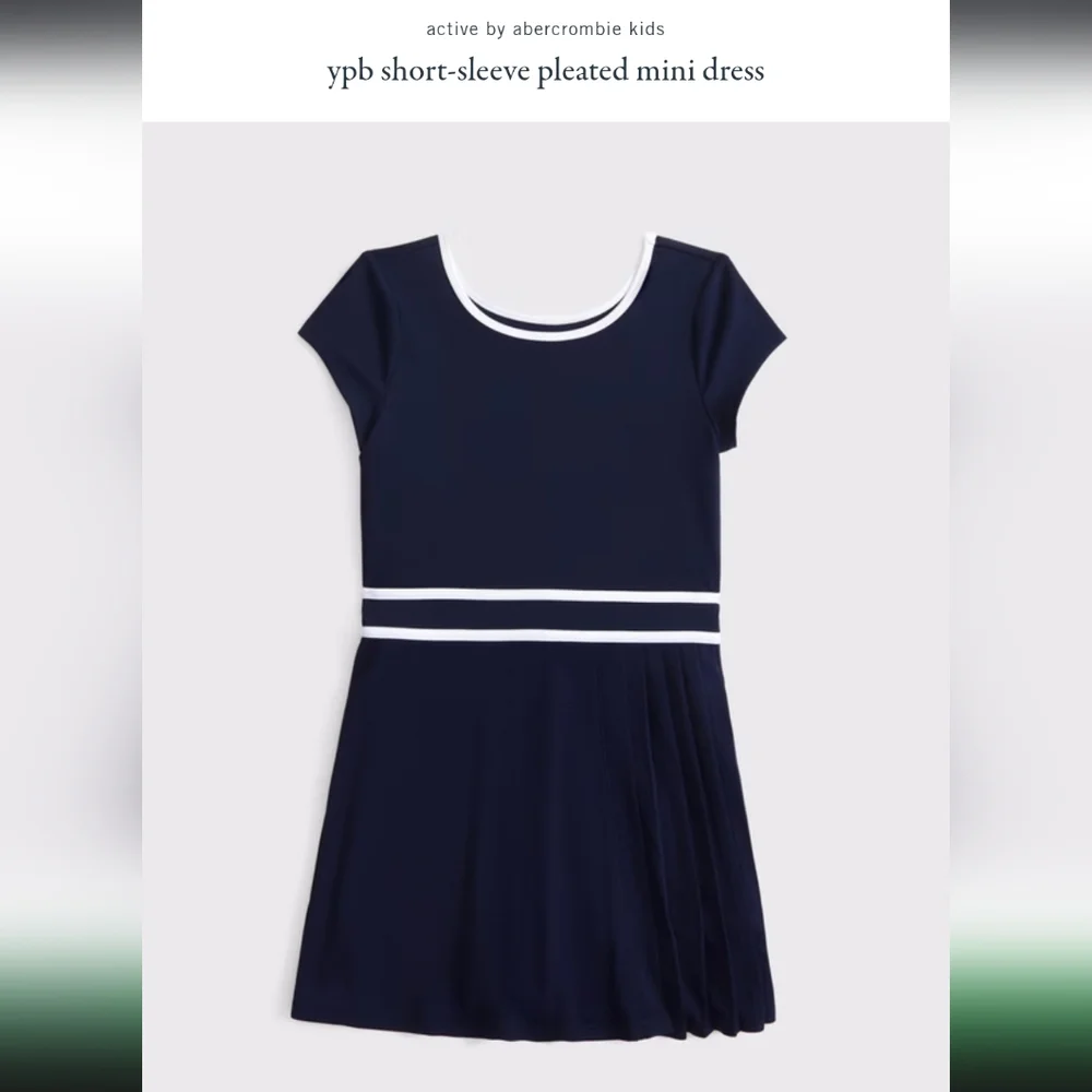 Abercrombie Kids~YPB S/S Girls Pleated Navy & White Mini Dress Nwt Size 13/14